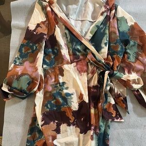Multicolor Abstract Wrap Dress